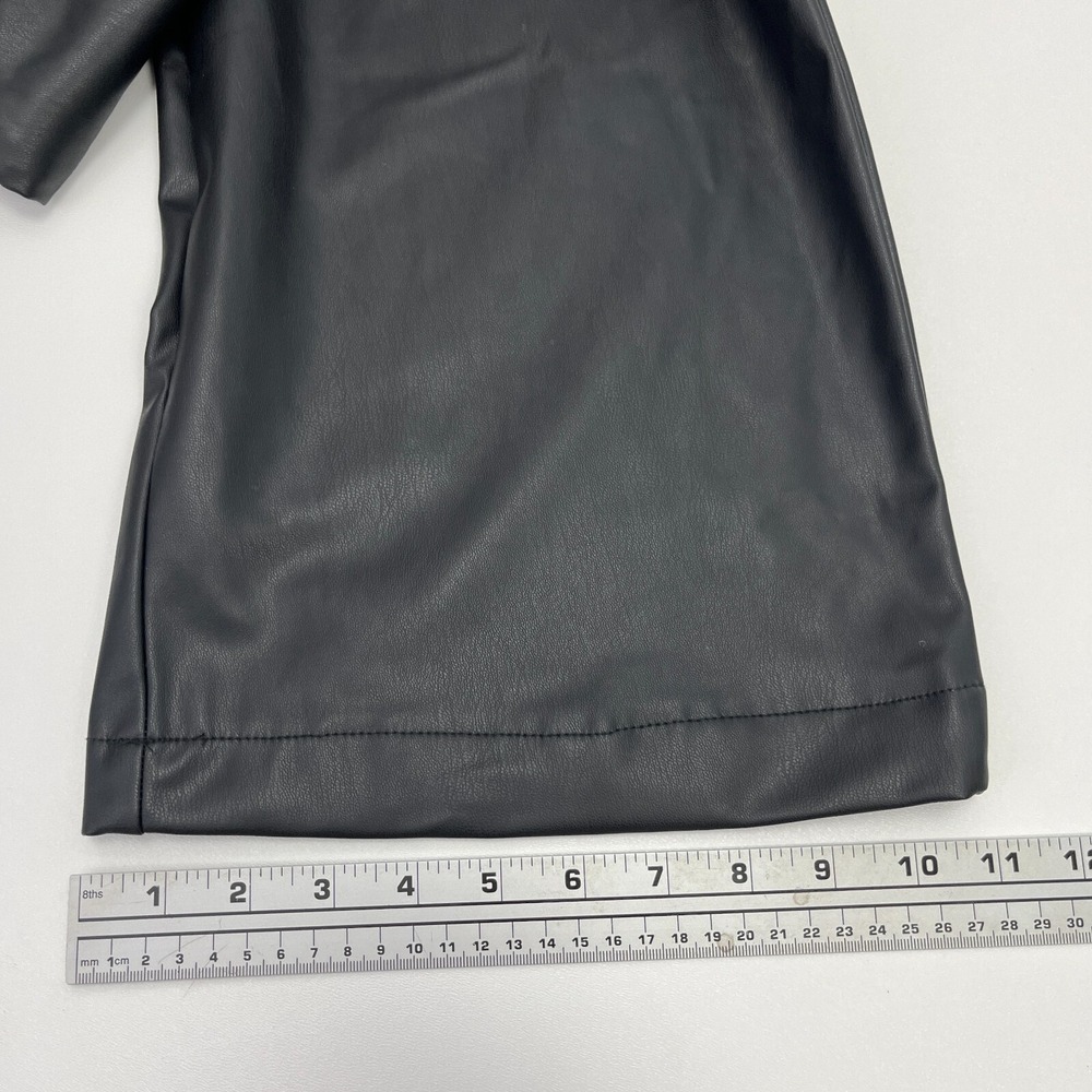 ZARA Black Carpenter Cargo Faux Leather Pants Vegan Straight Leg Size Small - Picture 13 of 15